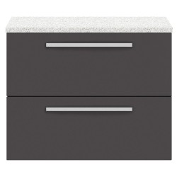 Quartet 720mm Cabinet & Sparkling White Worktop - Grey Gloss