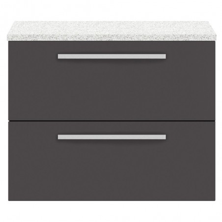 Quartet 720mm Cabinet & Sparkling White Worktop - Grey Gloss