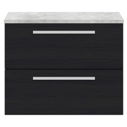Quartet 720mm Cabinet & Grey Worktop - Charcoal Black Woodgrain