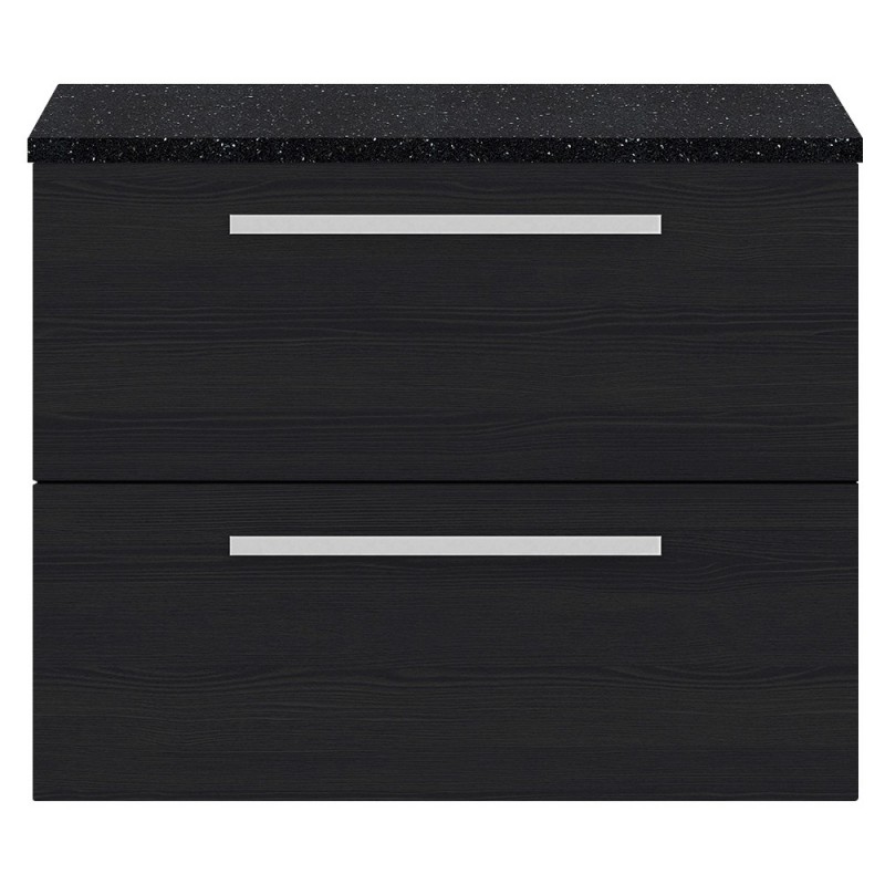 Quartet 720mm Cabinet & Sparkling Black Worktop - Charcoal Black Woodgrain Quartet 720mm Cabinet & Sparkling Black Worktop - Charcoal Black Woodgrain