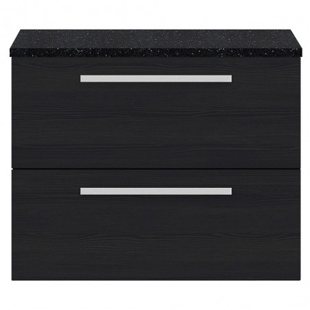 Quartet 720mm Cabinet & Sparkling Black Worktop - Charcoal Black Woodgrain