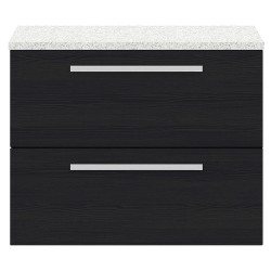 Quartet 720mm Cabinet & Sparkling White Worktop - Charcoal Black Woodgrain