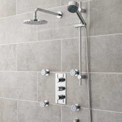 Quest Rectangular Concealed Shower Valve Triple Handle - Insitu