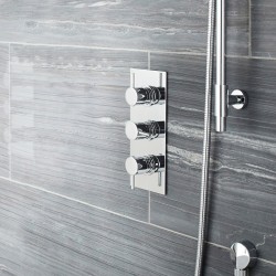 Quest Rectangular Concealed Shower Valve Triple Handle - Insitu