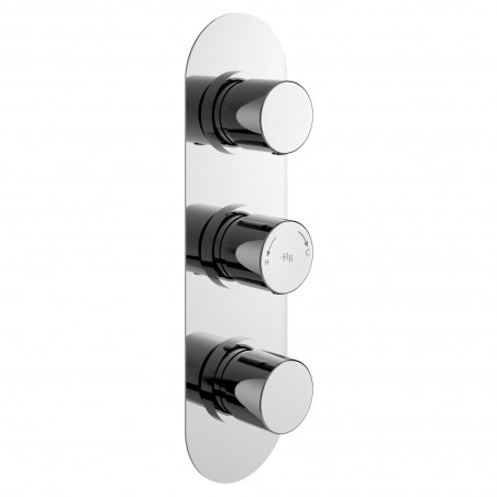 Chrome Round Triple Concealed Thermostatic Shower Valve with Diverter