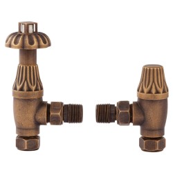 Antique Brass Traditional Thermostatic Radiator Valves Angled