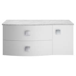 Sarenna 1000mm Left Hand Cabinet With Marble Top - Moon White