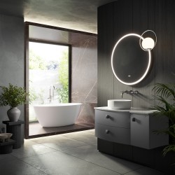 Sarenna 1000mm Left Hand Cabinet With Marble Top - Dove Grey - Insitu