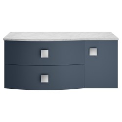 Sarenna 1000mm Left Hand Cabinet With Marble Top - Mineral Blue