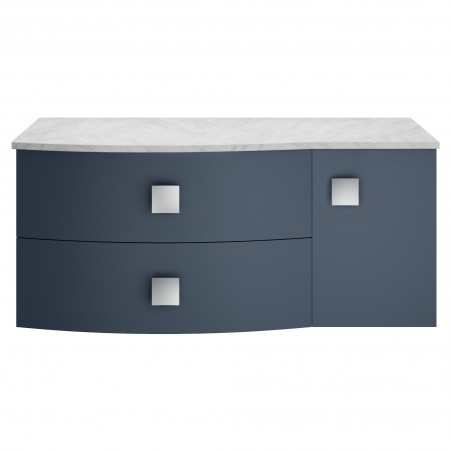 Sarenna 1000mm Left Hand Cabinet With Marble Top - Mineral Blue