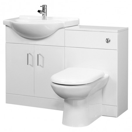 Saturn Cloakroom Furniture Pack - Round Basin - Gloss White