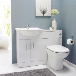 Saturn Cloakroom Furniture Pack - Round Basin - Gloss White - Insitu