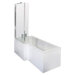 Square Shower Bath with Screen & Front Panel Left Handed Set 1700mm x 705/855mm
