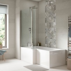 1700mm Left Hand Square Shower Bath Set - White