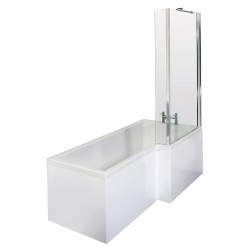 Square Shower Bath with Screen & Front Panel Right Handed Set 1700mm x 705/855mm