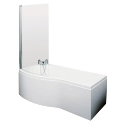 B-Shaped Shower Bath with Screen & Front Panel Left Handed 1700mm x 735mm/800mm