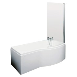 B-Shaped Shower Bath with Screen & Front Panel Right Handed 1700mm x 735mm/800mm