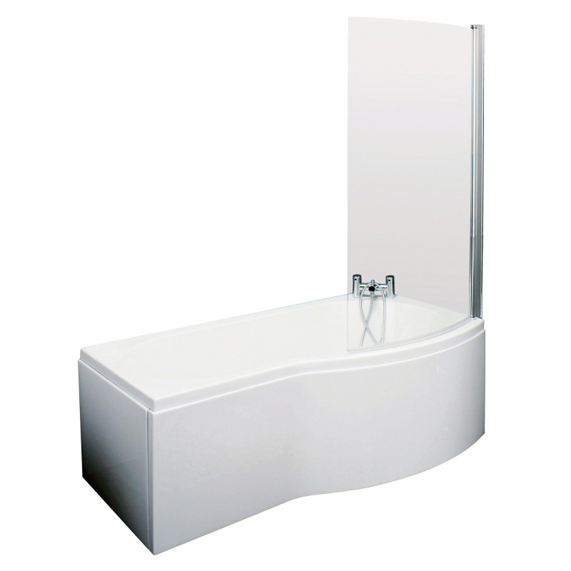 B-Shaped Shower Bath with Screen & Front Panel Right Handed 1500mm x 735mm/800mm B-Shaped Shower Bath with Screen & Front Panel Right Handed 1500mm x 735mm/800mm