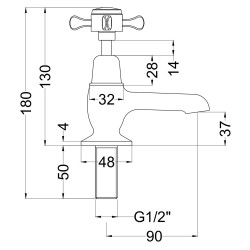 Selby Crosshead Basin Taps - Technical Drawing