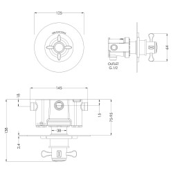 Selby Thermostatic Temperature Control Valve - Technical Drawing