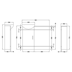 Cloakroom Furniture Pack - Gloss White - Technical Drawing