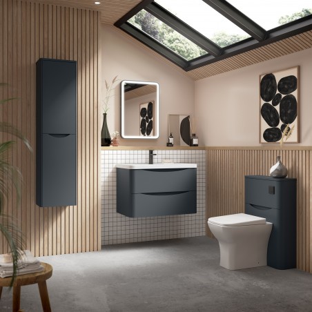 Lunar 550mm Back to Wall WC Toilet Unit - Soft Black