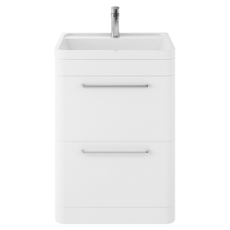 Solar 600mm 2 Drawer Vanity Unit and Basin with 1 Tap Hole - Pure White Solar 600mm 2 Drawer Vanity Unit and Basin with 1 Tap Hole - Pure White