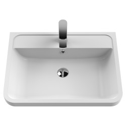 Solar 600mm 2 Drawer Vanity Unit and Basin with 1 Tap Hole - Pure White