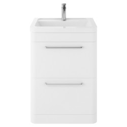 Solar 600mm Freestanding Cabinet & Ceramic Basin - Pure White
