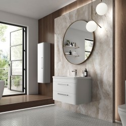 Solar 600mm Wall Hung 2 Drawer Vanity Unit and Basin with 1 Tap Hole - Pure White - Insitu