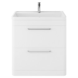 Solar 800mm 2 Drawer Vanity Unit and Basin with 1 Tap Hole - Pure White