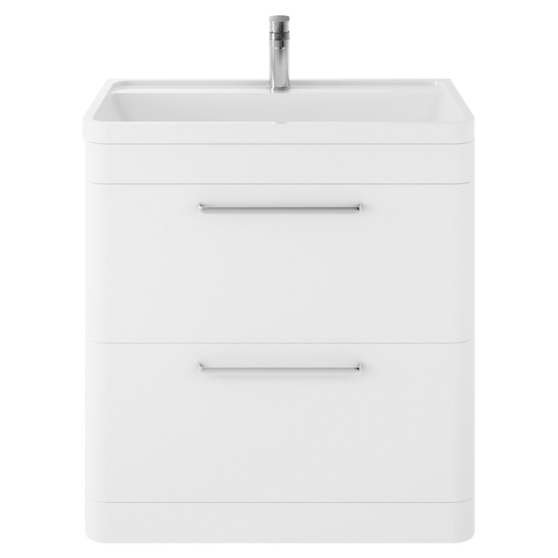 Solar 800mm 2 Drawer Vanity Unit and Basin with 1 Tap Hole - Pure White Solar 800mm 2 Drawer Vanity Unit and Basin with 1 Tap Hole - Pure White