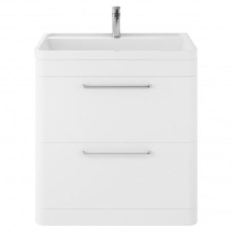 Solar 800mm 2 Drawer Vanity Unit and Basin with 1 Tap Hole - Pure White