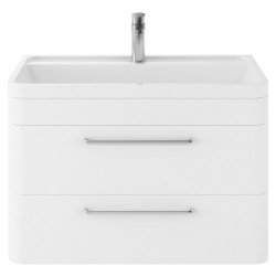 Solar 800mm Wall Hung 2 Drawer Vanity Unit and Basin with 1 Tap Hole - Pure White