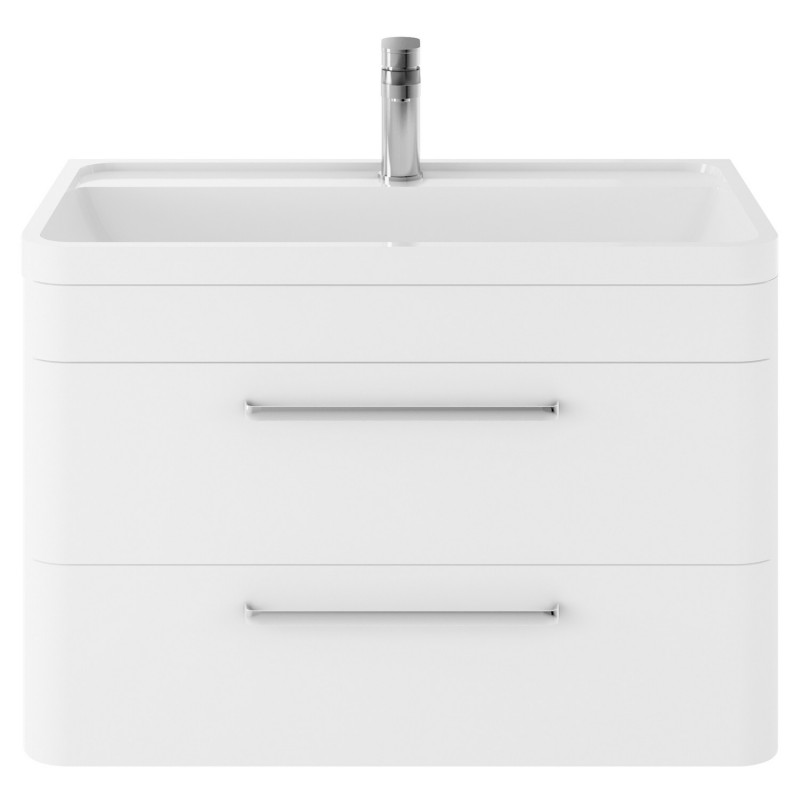 Solar 800mm Wall Hung 2 Drawer Vanity Unit and Basin with 1 Tap Hole - Pure White Solar 800mm Wall Hung 2 Drawer Vanity Unit and Basin with 1 Tap Hole - Pure White