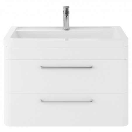 Solar 800mm Wall Hung Cabinet & Ceramic Basin - Pure White