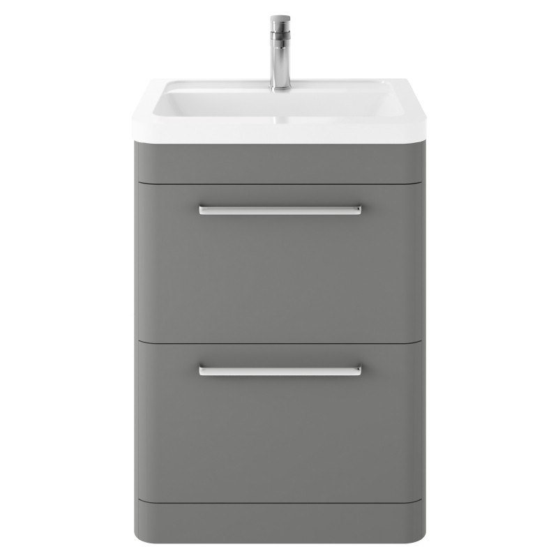Solar 600mm Freestanding Cabinet & Ceramic Basin - Cool Grey Solar 600mm Freestanding Cabinet & Ceramic Basin - Cool Grey