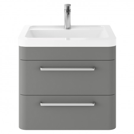 Solar 600mm Wall Hung Cabinet & Ceramic Basin - Cool Grey