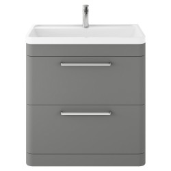 Solar 800mm 2 Drawer Vanity Unit and Basin with 1 Tap Hole - Cool Grey