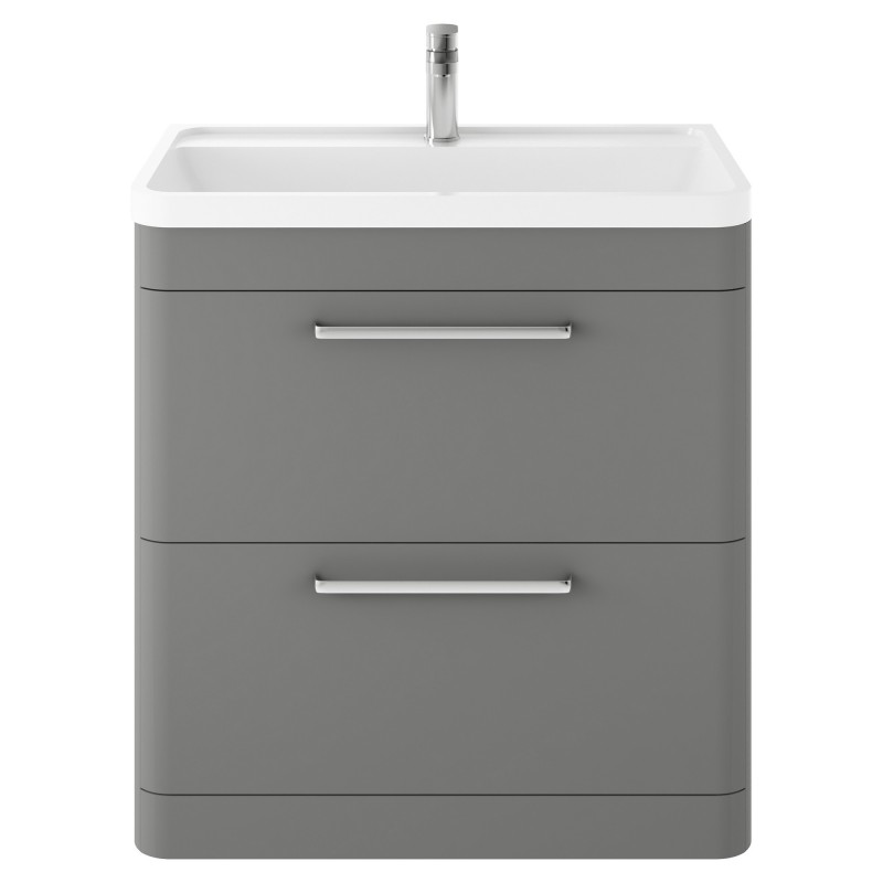 Solar 800mm 2 Drawer Vanity Unit and Basin with 1 Tap Hole - Cool Grey Solar 800mm 2 Drawer Vanity Unit and Basin with 1 Tap Hole - Cool Grey