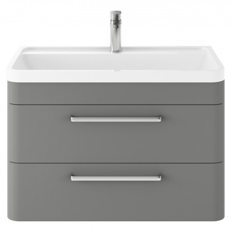 Solar 800mm Wall Hung 2 Drawer Vanity Unit and Basin with 1 Tap Hole - Cool Grey