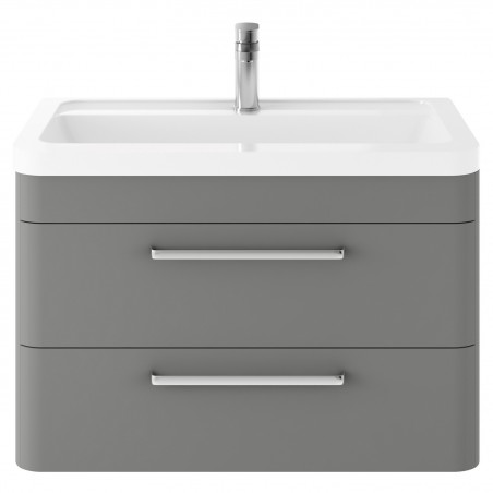 Solar 800mm Wall Hung Cabinet & Ceramic Basin - Cool Grey