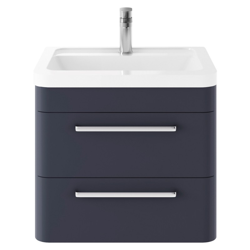 Solar 600mm Wall Hung Cabinet & Ceramic Basin - Indigo Blue