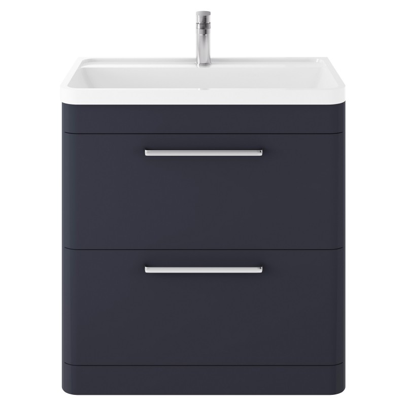 Solar 800mm 2 Drawer Vanity Unit and Basin with 1 Tap Hole - Indigo Blue Solar 800mm 2 Drawer Vanity Unit and Basin with 1 Tap Hole - Indigo Blue