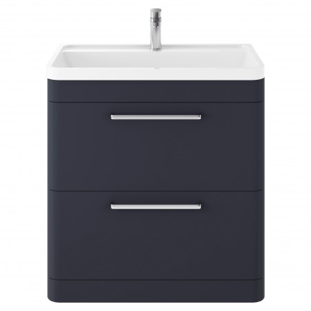 Solar 800mm 2 Drawer Vanity Unit and Basin with 1 Tap Hole - Indigo Blue