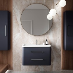 Solar 800mm Wall Hung 2 Drawer Vanity Unit and Basin with 1 Tap Hole - Indigo Blue - Insitu