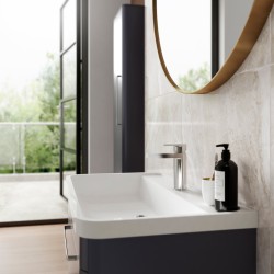 Solar 800mm Wall Hung 2 Drawer Vanity Unit and Basin with 1 Tap Hole - Indigo Blue - Insitu