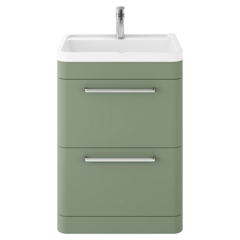 Solar 600mm Freestanding Vanity Unit with Polymarble Basin - Fern Green Solar 600mm Freestanding Vanity Unit with Polymarble Basin - Fern Green