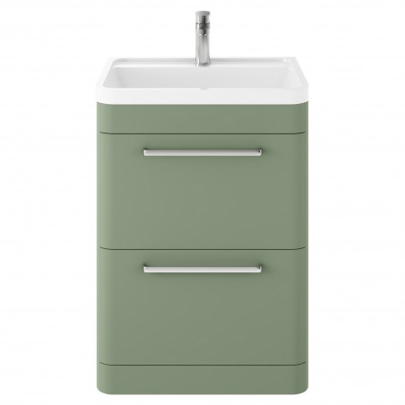 Solar 600mm Freestanding Vanity Unit with Polymarble Basin - Fern Green