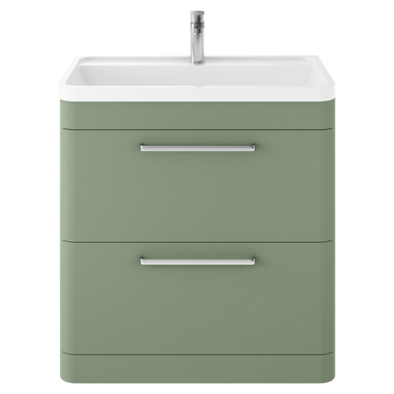 Solar 800mm Freestanding 2 Drawer Unit & Polymarble Basin - Fern Green Solar 800mm Freestanding 2 Drawer Unit & Polymarble Basin - Fern Green